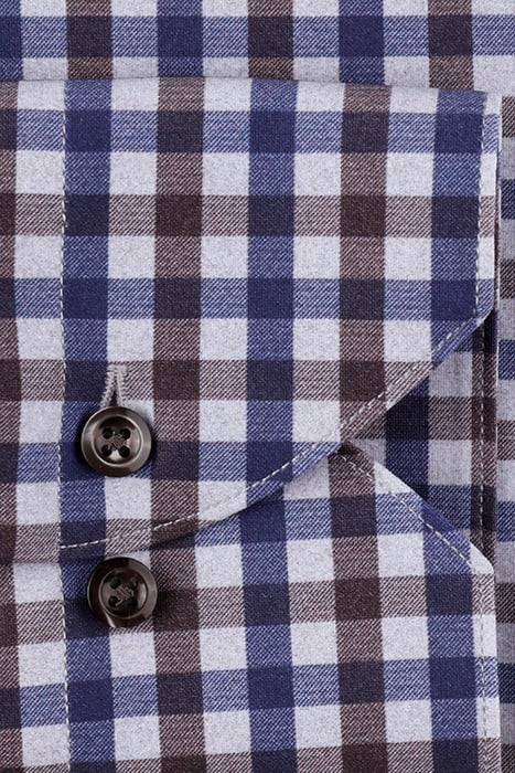 JERSEY SHIRT, SLIMLINE BROWN CHECK 3