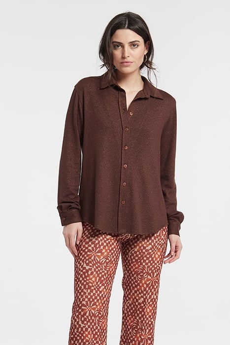 LUREX KNIT TAILORED SHIRT BROWN 1