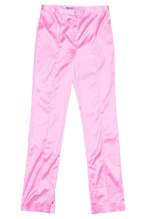 BUBBLE GUM PINK STRAIGHT-CUT SATIN-EFFECT SUIT PANT 3