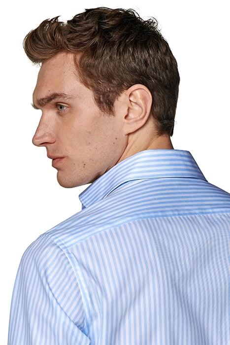 LIGHT BLUE STRIPED TWILL SLIM FIT SHIRT 5