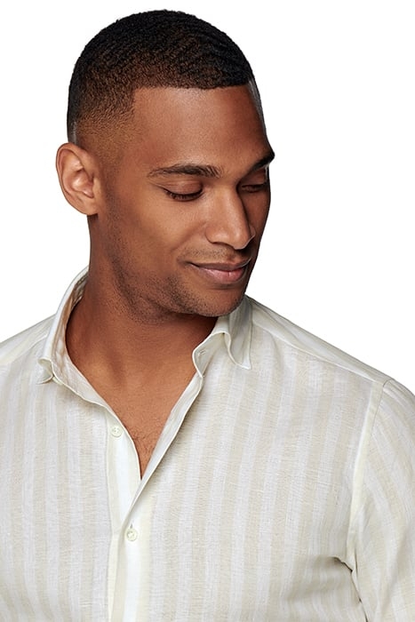 LIGHT BROWN STRIPED SLIM FIT SHIRT 6