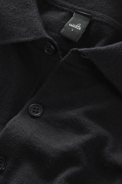 WARD | LONGSLEEVE MERINO RETRO POLO PURE BLACK 2