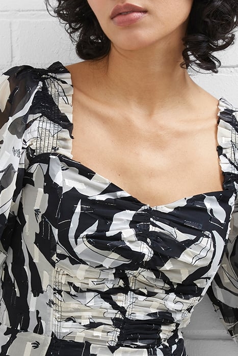 ALLY DINAH L/S RUCHED DRESS BLACK 5