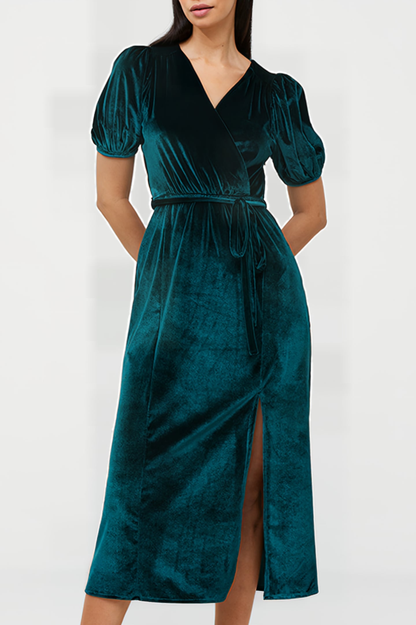 SULA VELVET MIDI DRESS GREEN 1