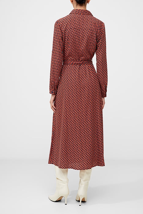 ABSTRACT BELTED SHIRT DRESS ORANGE 2