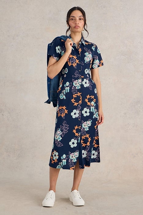 RUA JERSEY SHIRT DRESS NAVY PRINT 1