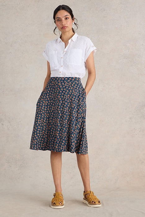 JADE JERSEY SKIRT NAVY PRINTED 1