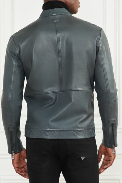 REAL LEATHER JACKET JET BLACK & BIKER 2