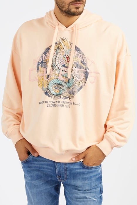 GUESS ROUND LOGO HOODIE SWEATS PEACH SKY 1