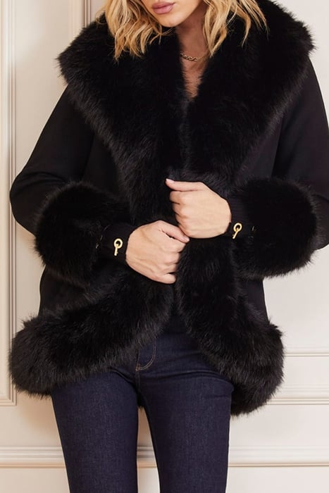 THE JACKSON COAT JET FAUX FUR BLACK 6