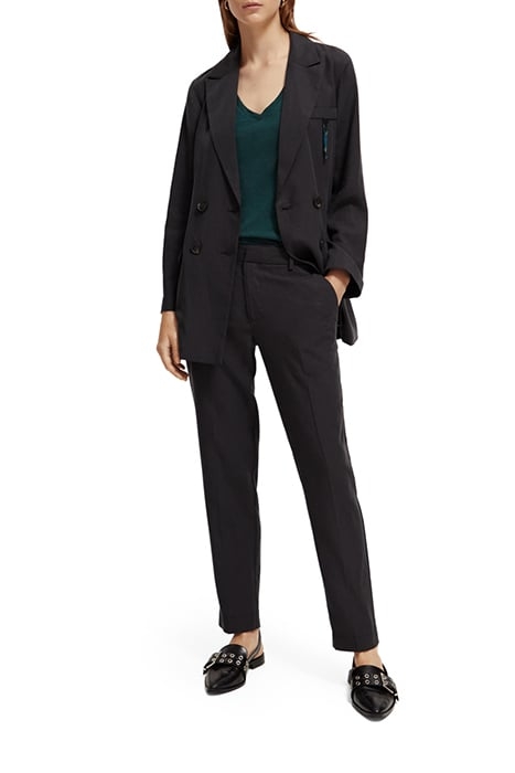 LOWRY - MID RISE SLIM LEG DRAPEY PANTS CHARCOAL 3