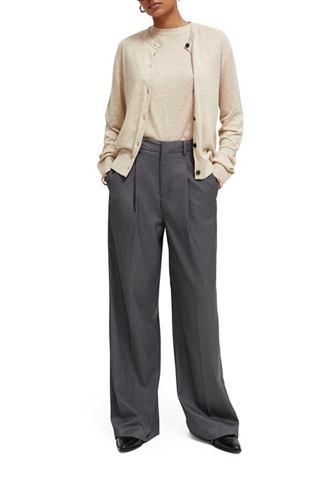 ROSE - PLEATED HIGH RISE WIDE LEG PANTS CHARCOAL MELANGE 3