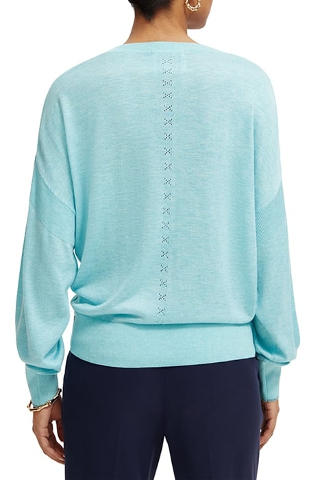 RELAXED V-NECK PULLOVER TOPAZ MELANGE 2