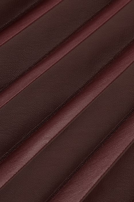 FAUX LEATHER PLEATED HIGH RISE MIDI SKIRT BORDEAUX 8