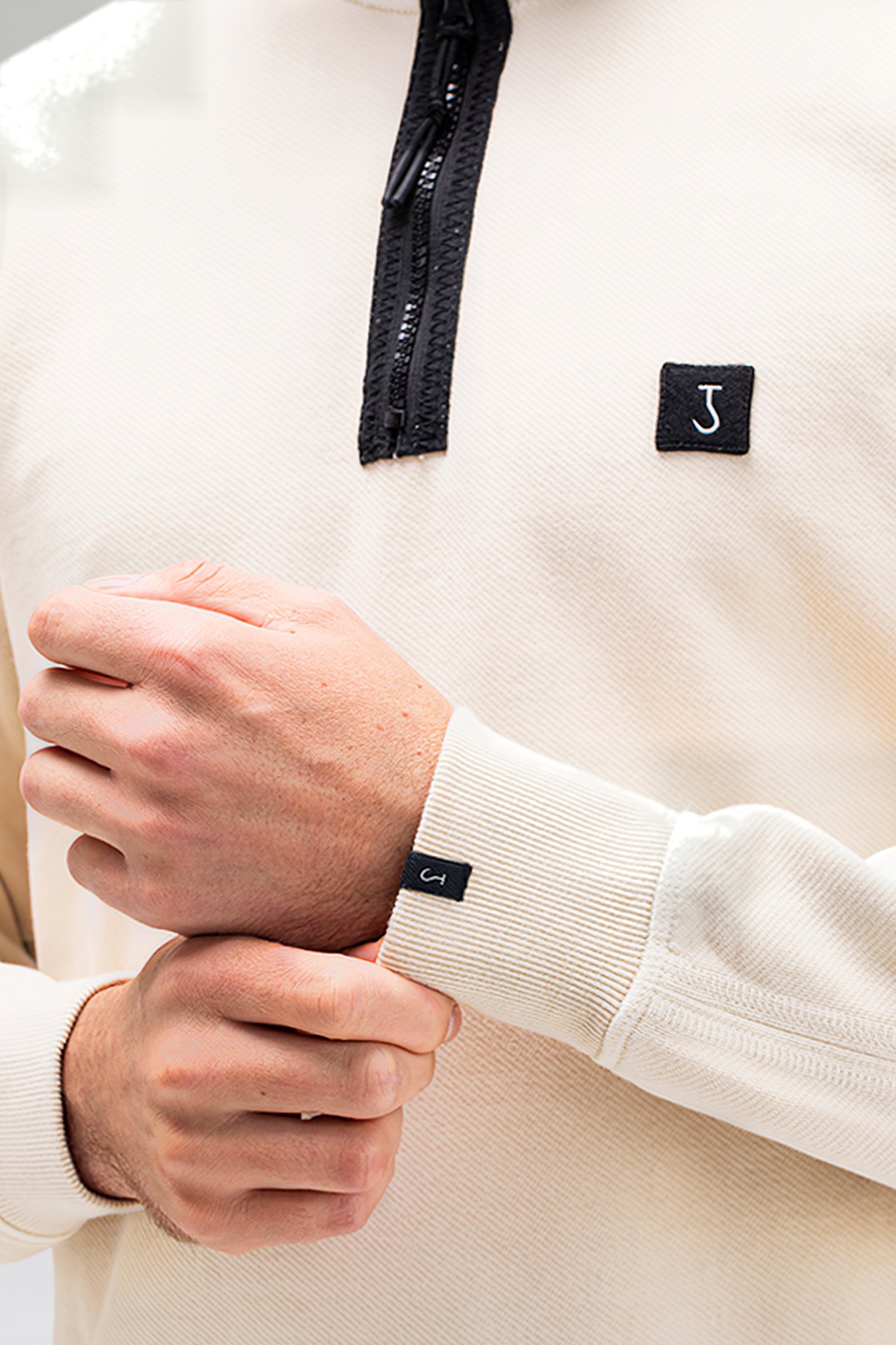 ALOIS HALF ZIP SWEAT BEIGE GREY 5