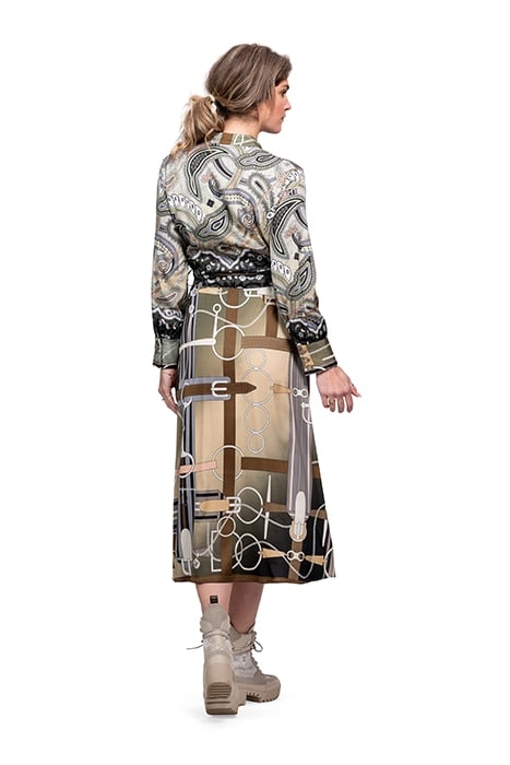 DRESS LOUVAIN LONG GREEN EQUESTRIAN PAISLEY 2