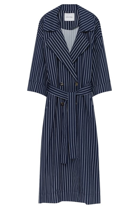 OVERSIZED BELTED LONG TRENCH RAYURES NAVY 3
