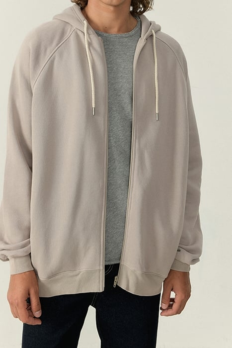 LONG-SLEEVES ZIPPED HOODIE TAUPE VINTAGE 1
