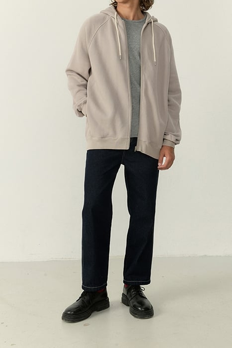 LONG-SLEEVES ZIPPED HOODIE TAUPE VINTAGE 3