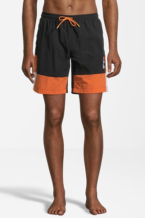 SCIACCA SWIM SHORTS BLACK-CELOSIA ORANGE-BRIGHT WHITE 1