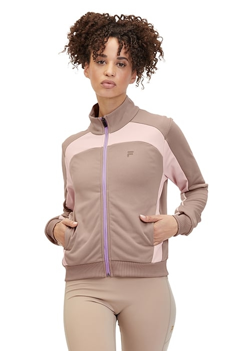 TISENS TRACK JACKET MOCHA MERINGUE-SILVER PEONY 1