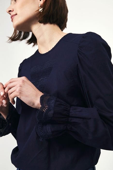 SHAUNA SMOCKED LACE TOP SAPPHIRE BLUE 4