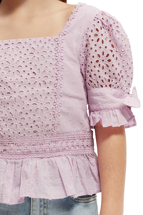 GIRLS SHORT-SLEEVED BRODERIE ANGLAISE TOP ORCHID 6