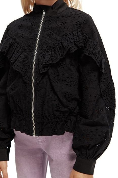 GIRLS BRODERIE ANGLAISE JACKET BLACK 7
