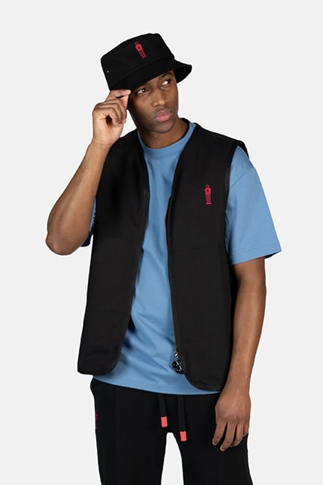 THE WALL BOX FIT GILET JET BLACK 1