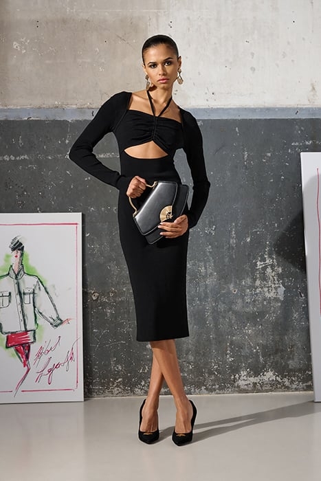 LS CUT OUT KNIT DRESS BLACK 6