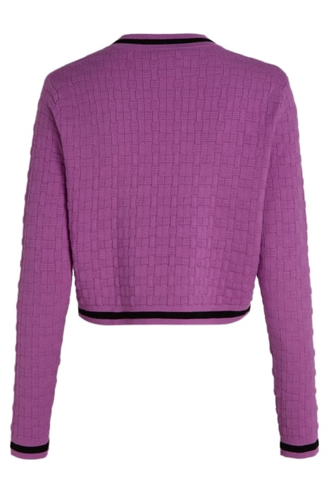 TEXTURED CLASSIC KNIT CARDIGAN IRIS ORCHID/BLACK 5