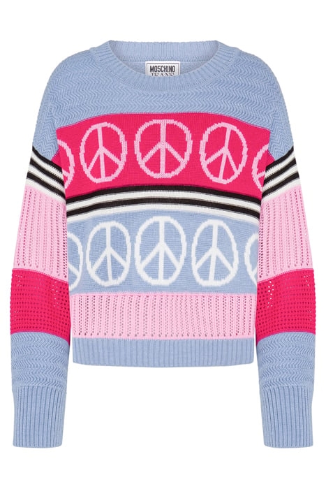 PEACE SYMBOLS WOOL BLEND SWEATER BLUE 3