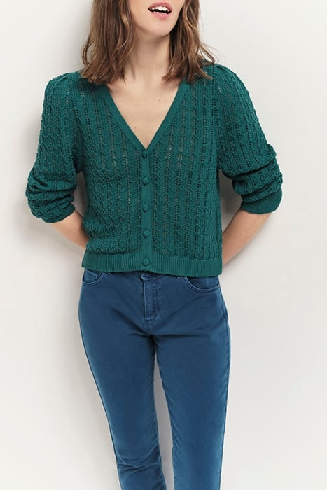 TARRY - CEDAR GREEN REVERSIBLE OPENWORK CARDIGAN 1