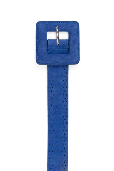 AVRIL - SANTORIN BLUE BELT IN CERTIFIED PERFORATED SUEDE LEA 3
