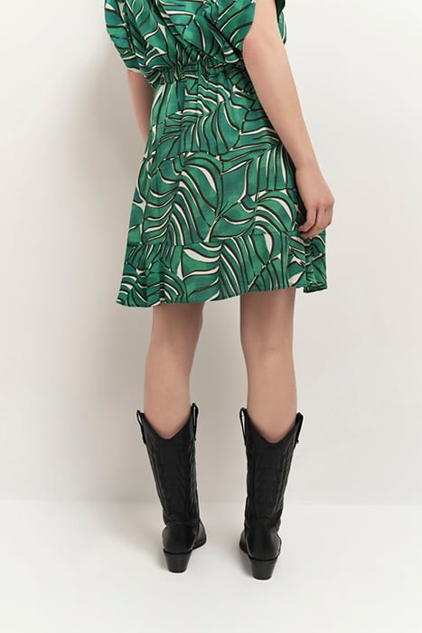 JERK - GREEN GRASS SHORT SKIRT WITH ARTY PALM PRINT 5