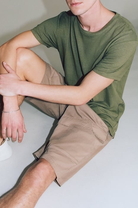 BEIGE CARGO CROPPED BERMUDA SHORTS 5