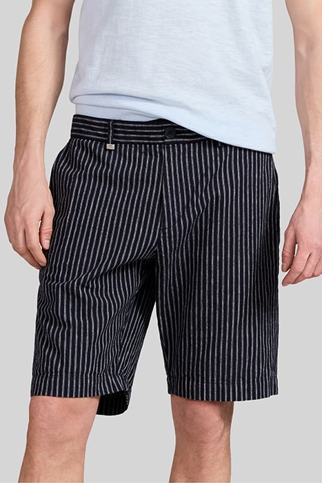 NAVY COMFORT THIN-STRIPED CHINO BERMUDAS 1