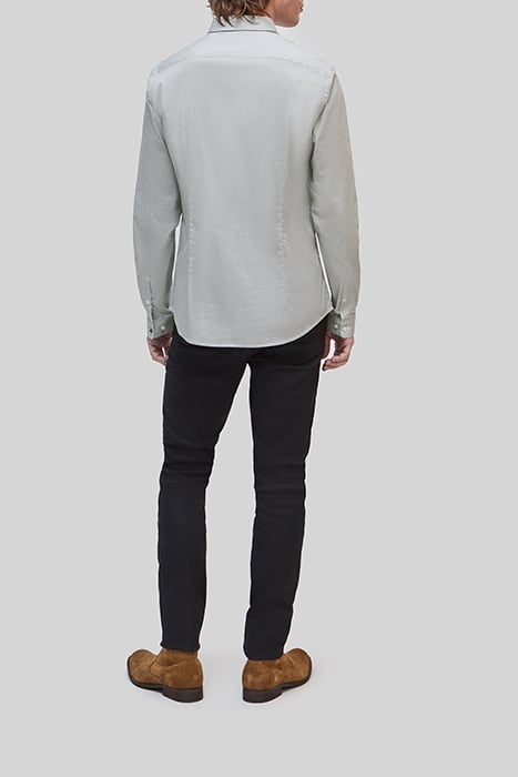 WHITE MINIMALIST ROSETTE PRINT SLIM SHIRT 4