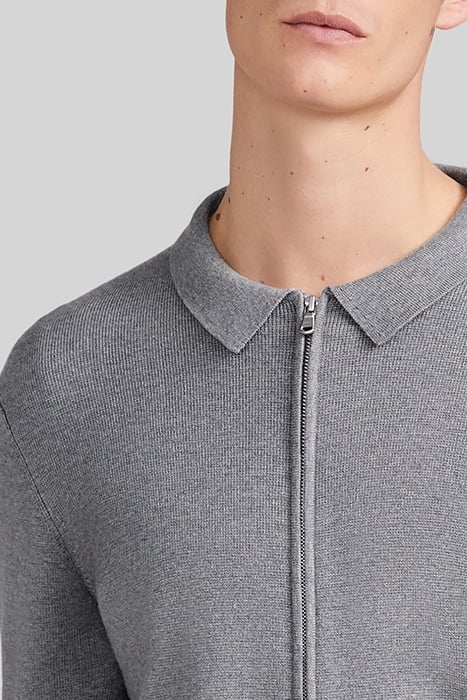 GREY KNIT ZIPPED SHIRT COLLAR CARDIGAN 6