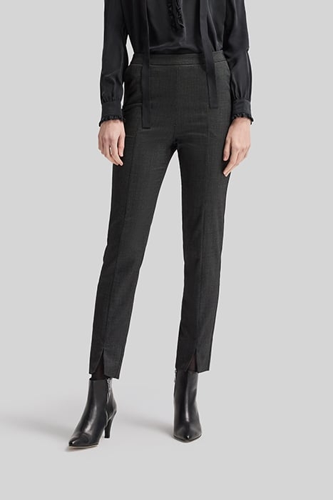 BLACK SEMI_PLAIN 7/8 SLIM SUIT TROUSERS 1