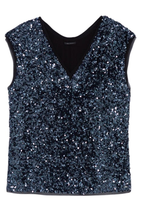 BLUE EMBROIDERED REVERSIBLE SEQUIN FRONT/BACK TOP 4