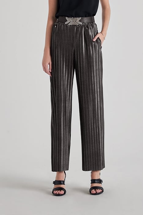 SILVER PLEATED WIDE-LEG TROUSERS 1