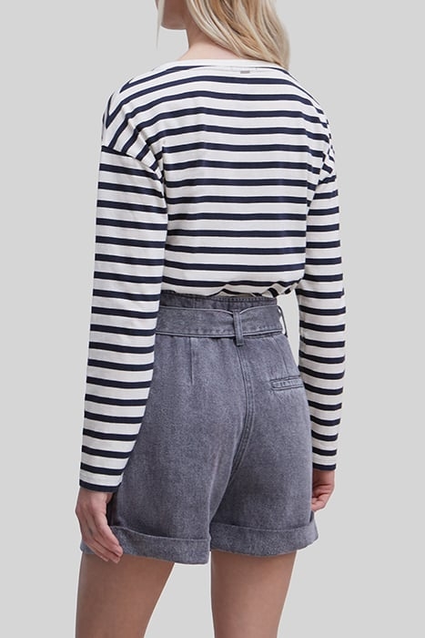 ECRU SAILOR-STRIPE T-SHIRT WITH STUDDED SKULL 2