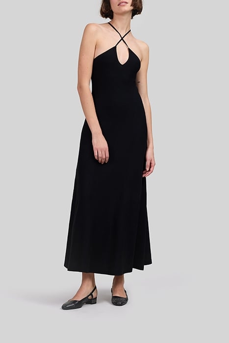 BLACK LONG MESH LACE DRESS 1