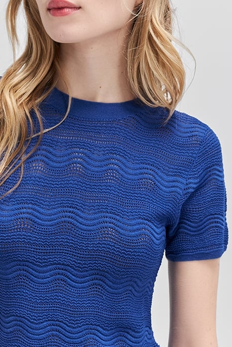 COBALT DECORATIVE OPENWORK KNIT BACKLESS T-SHIRT 5