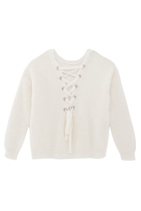 ECRU KNIT XL SWEATER WITH LACED BACK 5