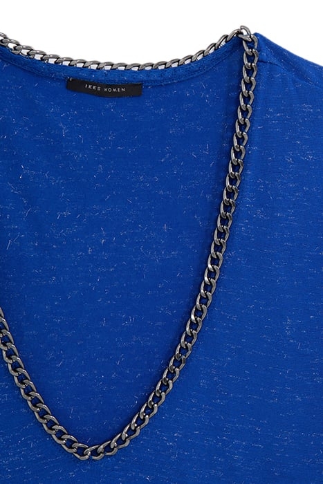 COBALT LUREX T-SHIRT WITH CHAINS ON NECK 6