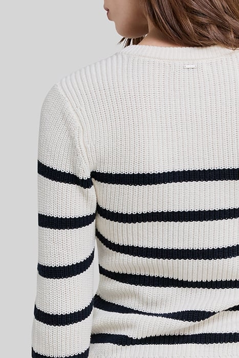 ECRU KNIT SAILOR-STRIPE SWEATER, ANCHOR BUTTONS 6