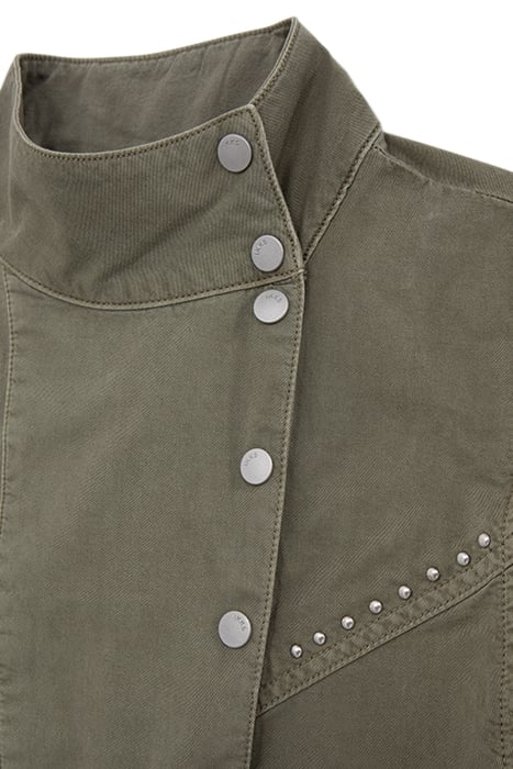 KHAKI DRESS WITH ASYMMETRICAL COLLAR 8