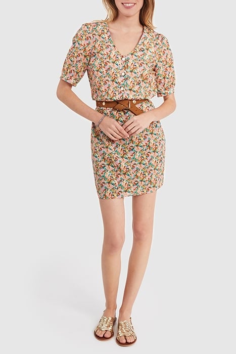 SALMON PINK FLORAL PRINT DRESS 3